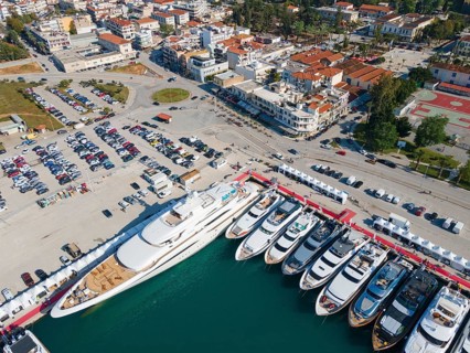 Aerial view, Mediterranean Yacht Show, harbour, Nafplio, Nauplia, Nafplion, Argolis, Argolic Gulf,