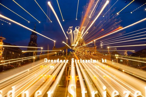 Lighting rehearsal on the completed Striezelmarkt, planned to open on 22.11.2021, with special