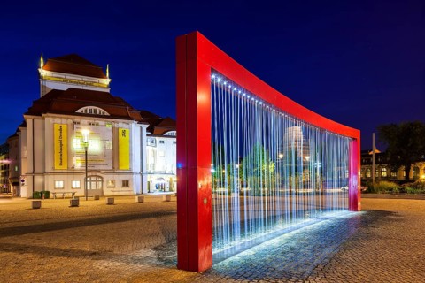 Postplatz Dresden curtain fountain
