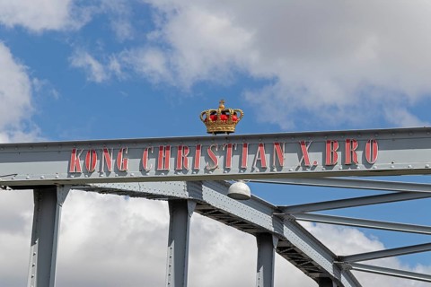 Lettering, King Christian X. Bridge, Sonderborg, Syddanmark, Denmark, Europe