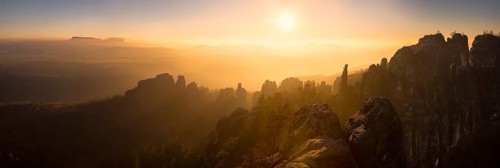 Schrammsteine in Saxon Switzerland, sunset