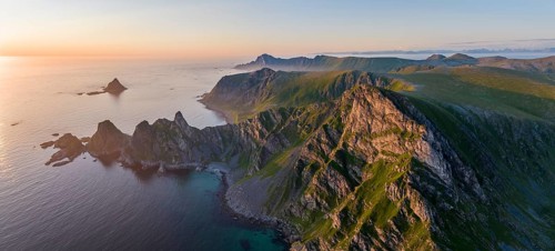 Rocky coast, fjords and mountains, Matinden mountain, Bleik, Andoya island, Vesteralen archipelago,