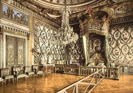 The Bedroom of Marie Antoinette in Fontainebleau Castle, Ile-de-France, France, c. 1890, Historic,