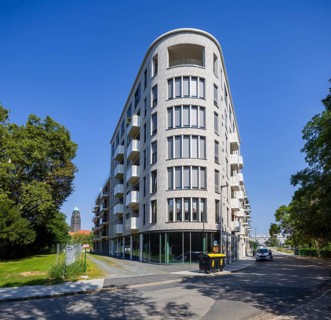 First building of the new development of the former Robotron site on Bürgerwiese completed and