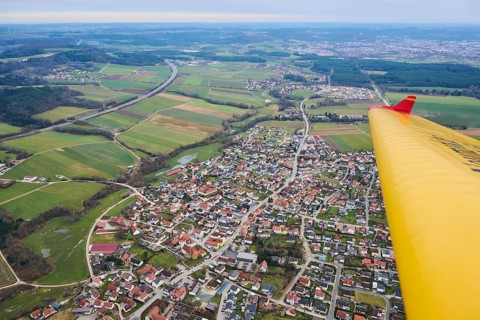Aerial view of the area around Neumarkt in der Oberpfalz, Bavaria, Germany, Europe