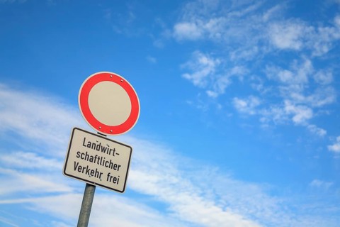 Traffic sign, Transit prohibited, agriculture traffic free, Rhineland-Palatinate, Germany, Europe