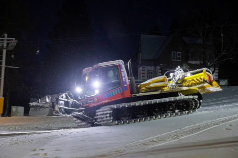 In anticipation of easing of the corona-induced logdown, the ski slope in Altenberg, Saxony, in the