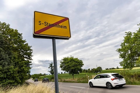 Place-name sign of Stuttgart-Stammheim, Stuttgart, Baden-Württemberg, Germany, Europe