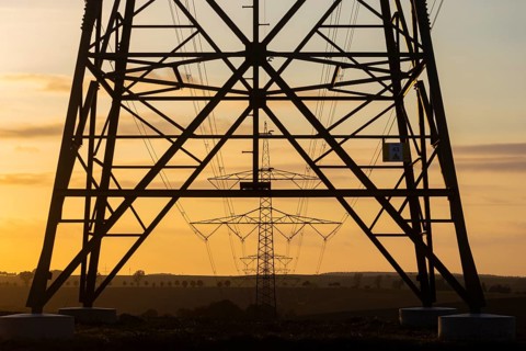 Overhead line near Ölsa in the Osterzegebirge mountains