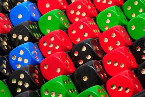 Symbol photo, many colourful cubes with different display value