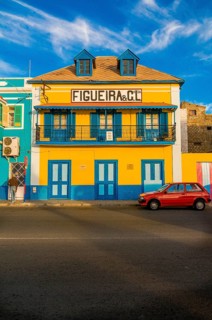 Colourful buildings in San Vincente. Mindelo. Cabo Verde. Africa