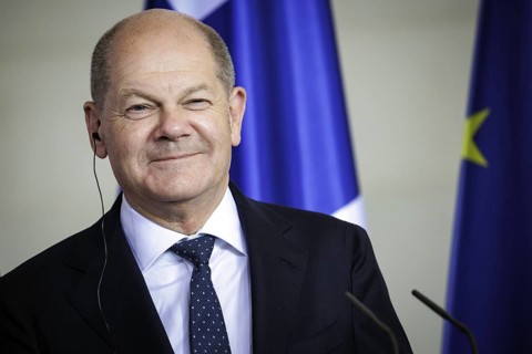 Olaf Scholz, Federal Chancellor, photographed at a press conference after the joint talks with