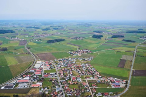 Aerial view of the area around Neumarkt in der Oberpfalz, Bavaria, Germany, Europe