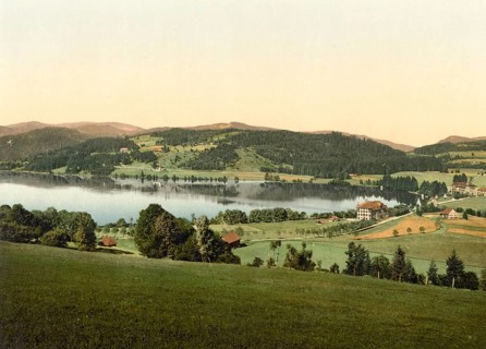 Lake Titisee in the Black Forest, Baden-Württemberg, Historic, digitally enhanced reproduction of a
