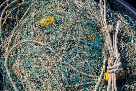 Fishing nets in Portlligat, Cadaqués, Catalonia, Spain, Europe