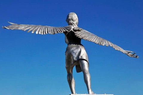 Aluminium sculpture Bird Woman by Lucy and Jorge Orta, Emscherkunst, Dortmund, Ruhr Area, North