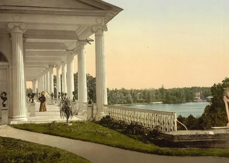 Terrace, Tsarskoye Selo, Pushkin, Russia, c. 1890, Historic, digitally enhanced reproduction of a