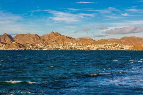 View over fisher port and city. San Vincente. Mindelo. Cabo Verde. Africa