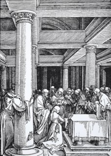 Picture cycle From the Life of the Virgin, depicting Christ in the Temple, woodcut by Albrecht