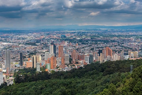 Overlook over Bogota from Monserrate, Colombia, South America