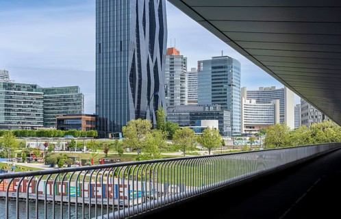 High-rise buildings in Donaupark, Donau City, Vienna Austria