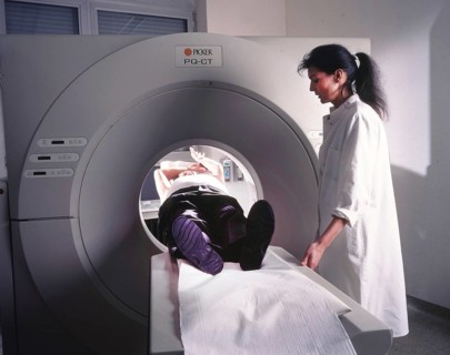 A computer tomograph (CT) is an imaging procedure in radiology, here on 21.11.1995 in Schwerte in a