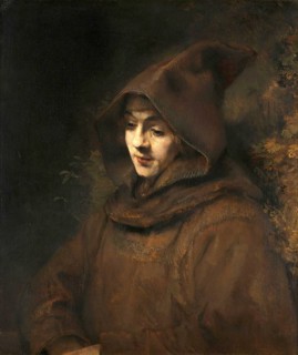 Rembrandt's son Titus in a monk's habit, painting by Rembrandt van Rijn (1606) (1669), Historic,