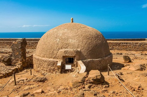 Fortress in dry landscape. Ciudad Velha. Cidade Velha. Santiago. Cabo Verde. Africa