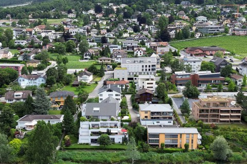 Residential area superstructure, Vaduz, Liechtenstein, Europe
