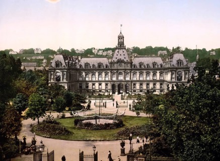 City Hall, Le Havre, France, c. 1890, Historic, digitally enhanced reproduction of a photochrome