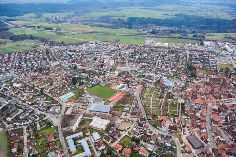 Aerial view of the area around Neumarkt in der Oberpfalz, Bavaria, Germany, Europe