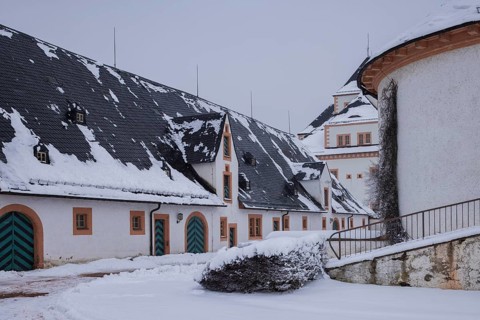Augustusburg Hunting Lodge in the wintry Ore Mountains