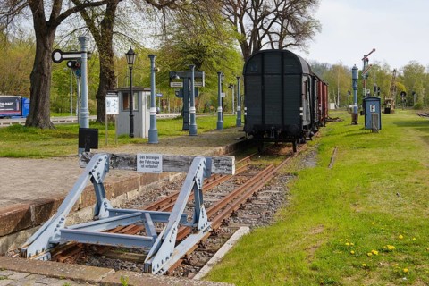 Goods wagon on the siding, railway museum, Vienenburg, Goslar, Harz, Lower Saxony, Germany, Europe