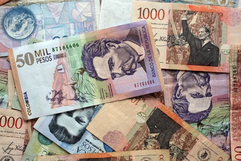Colombian pesos, banknotes, Colombia, South America