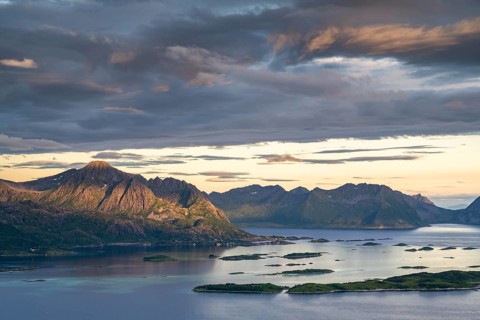 Fjord and mountains, Bergsfjord, Senja, Norway, Europe