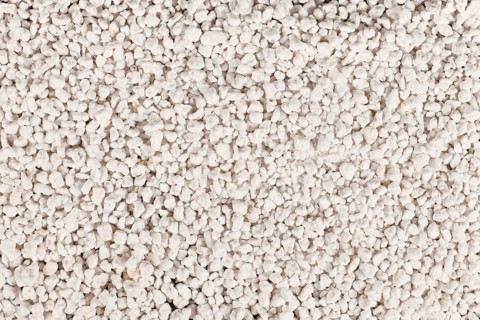 Perlite, a volcanic glass mineral with low density often used for soil amendment to prevent