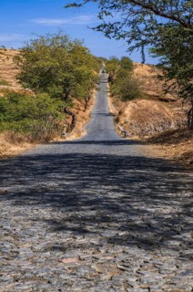 Road with cobble stone. Fogo. Cabo Verde. Africa
