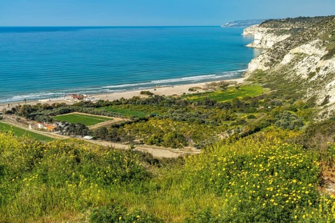 Kourion cliff and beach, Episkopi, Cyprus, Europe
