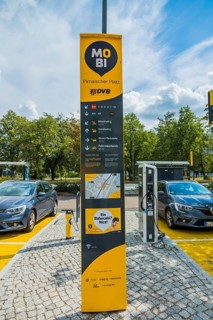 MOBIpunkt with space for two car-sharing cars and four charging points for additional electric cars