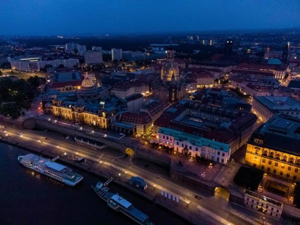 Old Town of Dresden Illuminated in the Evening