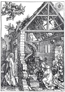 Picture cycle From the Life of the Virgin, the Adoration of the Shepherds, woodcut by Albrecht