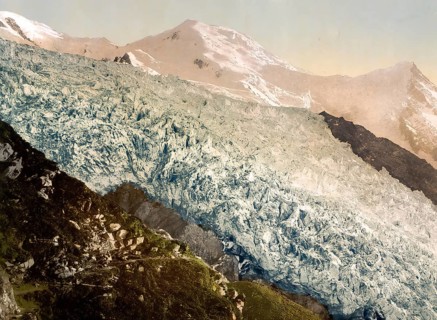 Glacier, Aiguille du Gouter, Chamonix Valley, France, c. 1890, Historic, digitally enhanced