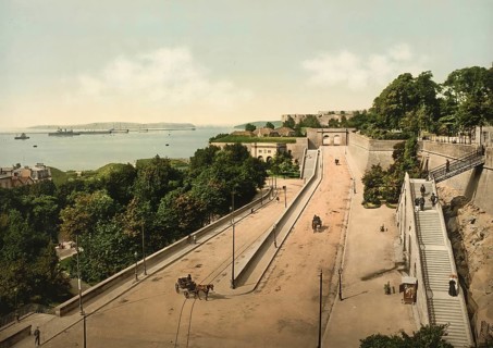 The harbour from Cours Dajot, Brest, France, c. 1890, Historic, digitally enhanced reproduction of