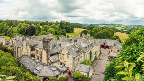 Panorama of Lanhydrock House and Garden, Bodmin, Cornwall, England, UK