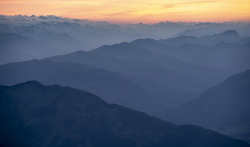 Evening mood, Dramatic mountain landscape, View from Hochkönig, Salzburger Land, Austria, Europe