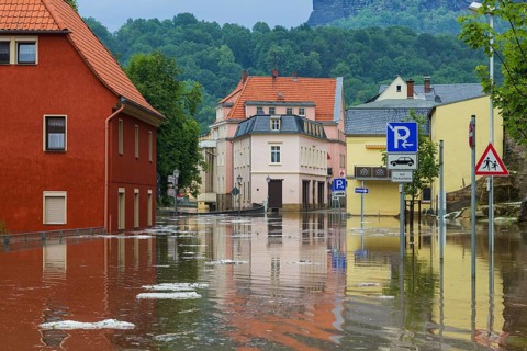 Flood in Königstein in Saxon Switzerland