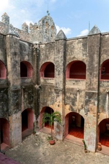 Interior courtyard of Convent of San Bernardino of Sienna, Valladolid, Yucatan, Mexico, Central
