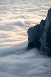 Cloud cover and mountains, high fog, Appenzell Ausserrhoden, Appenzell Alps, Switzerland, Europe