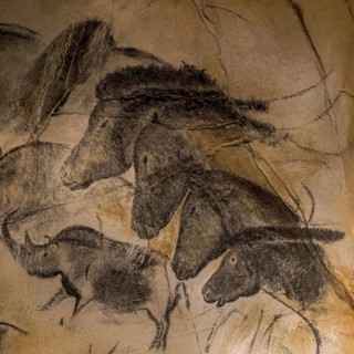 Replica of prehistoric rock paintings of the Chauvet Cave, Chauvet-Pont-d'Arc Cave, Ardèche,
