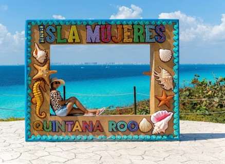 Viewpoint frame at Punta Sur, Isla Mujeres, Caribbean Coast, Cancun, Quintana Roo, Mexico, Central